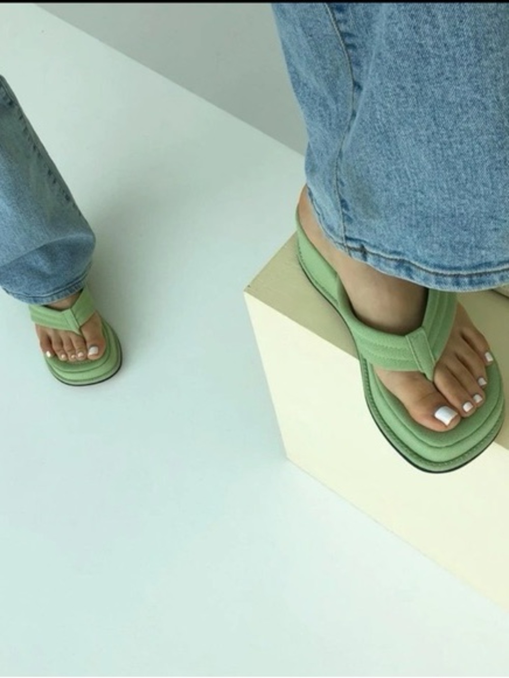 Shop Peche Capri Green Thong Sandals